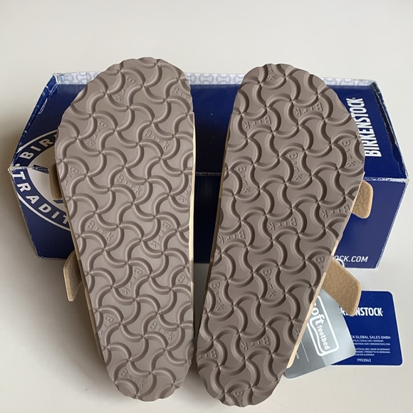 NIB BIRKENSTOCK Arizona Desert Soil Grey Taupe 2 Strap Sandal Size 35 Birko Flor - Picture 6 of 10